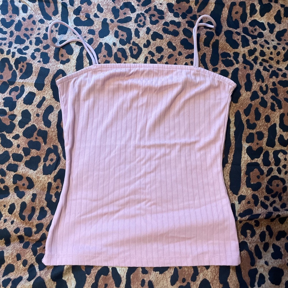Small light pink ribbed tank top